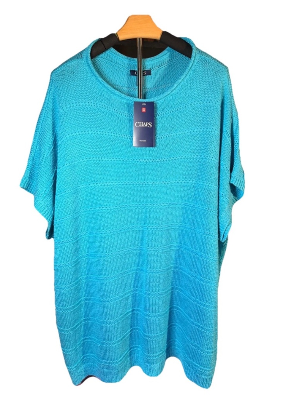Women’s 3X Summer Turquoise Knit Top by Chaps NWT Half-Off
